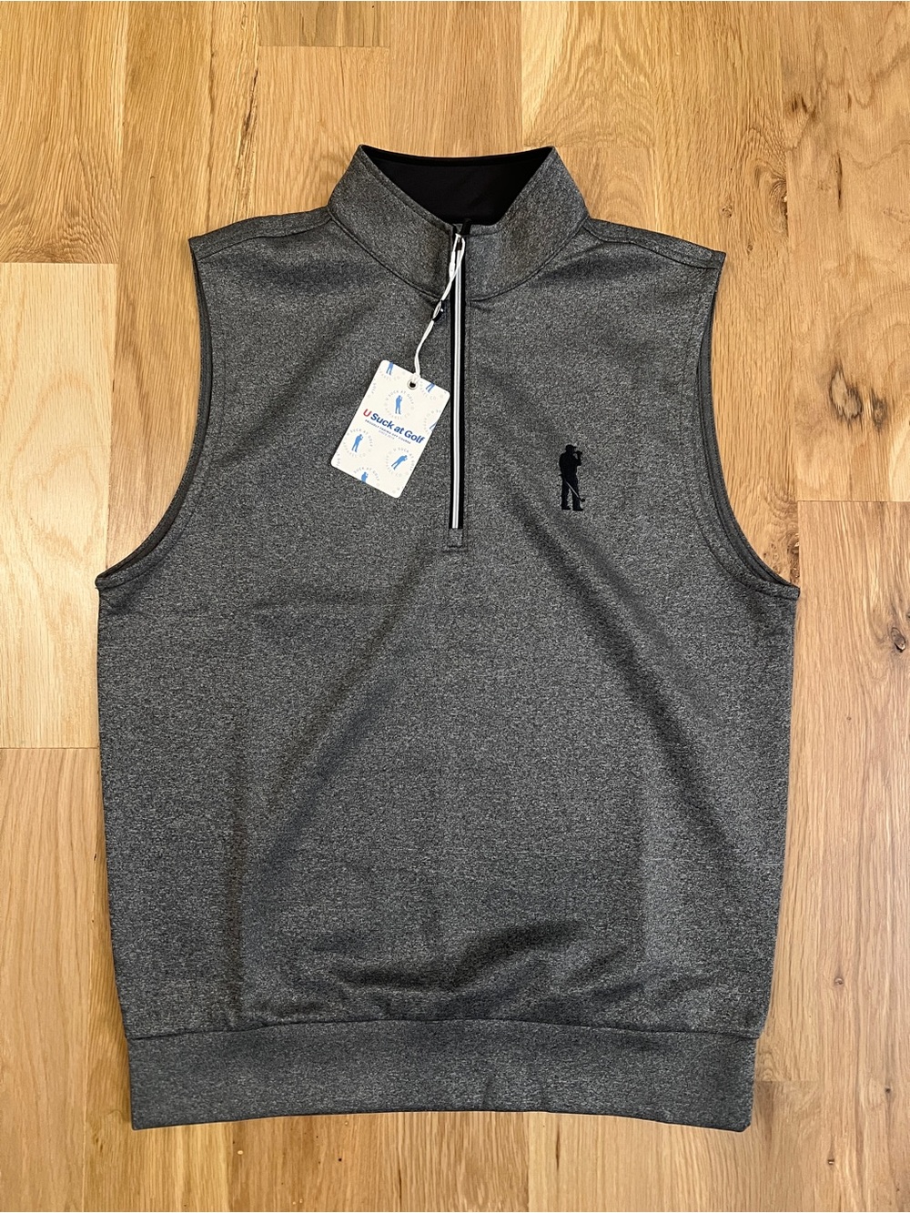 U Suck At Golf Jersey Quarter-Zip Vest - Size Men’s Small